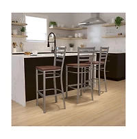 Clear Coated Ladder Back Metal Restaurant Dining Barstool