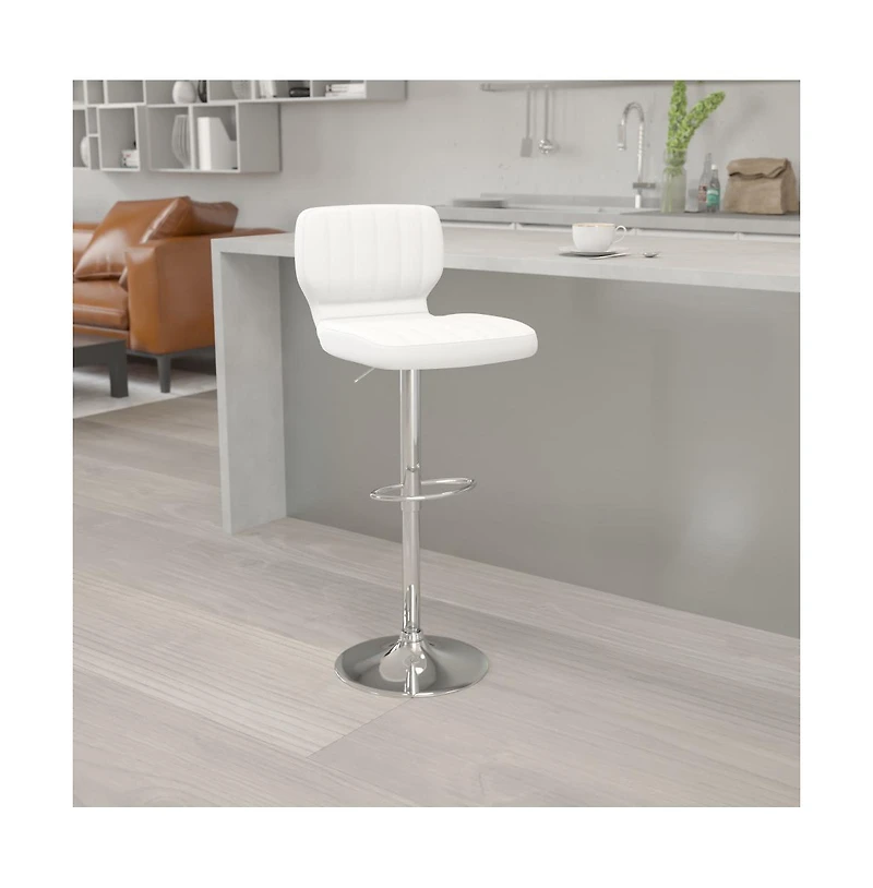 Vertical Stitch Back Swivel Adjustable Height Barstool