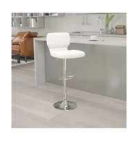 Vertical Stitch Back Swivel Adjustable Height Barstool