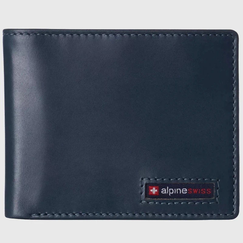Alpine Swiss Mens Commuter Rfid Bifold Wallet 2 Id Windows Divided Bill Section
