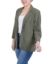 Ny Collection Petite 3/4 Sleeve Heavy Jacquard Knit Jacket