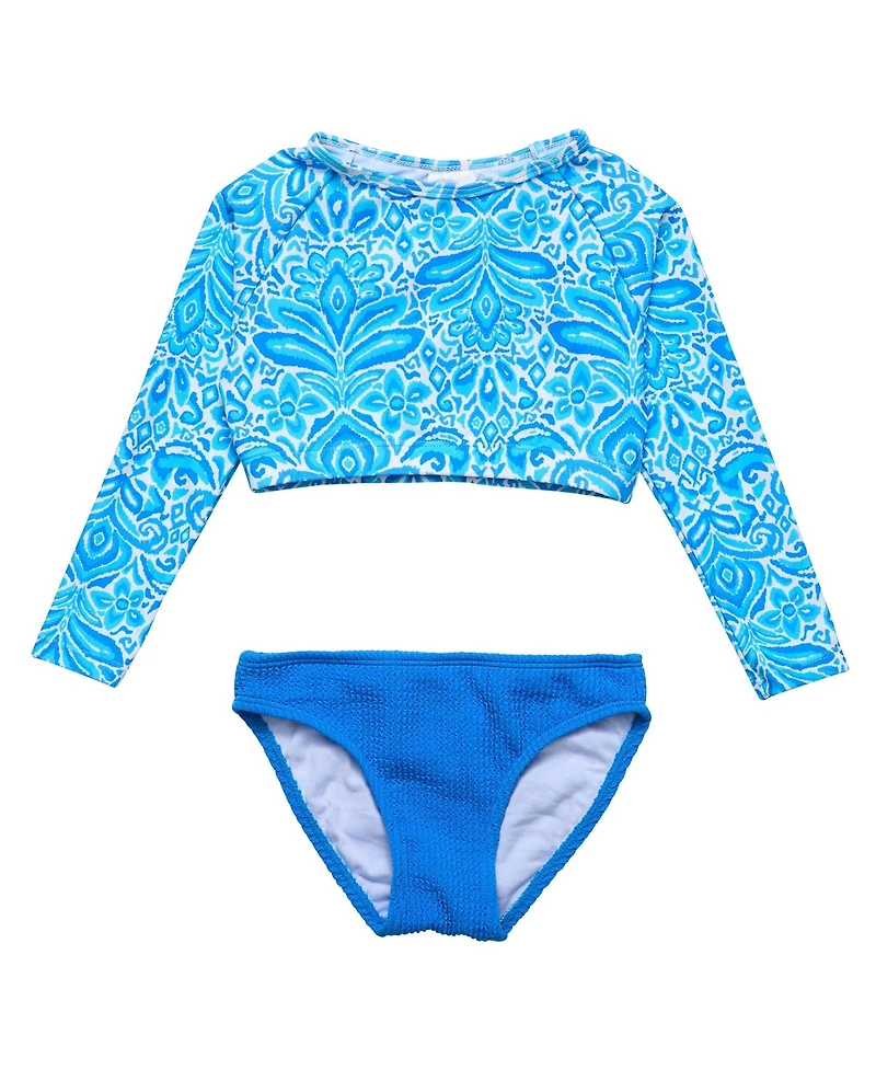 Toddler, Child Girl Santorini Blue Crop Ls Rash Set