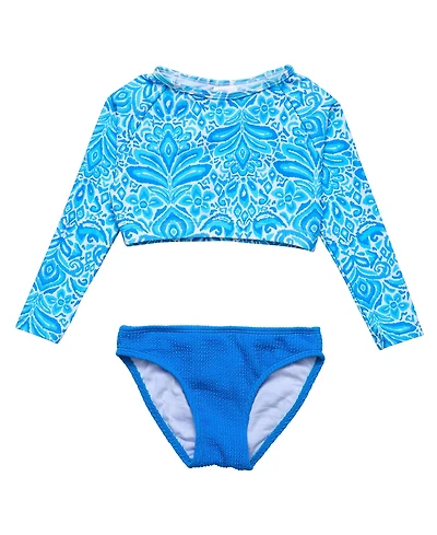 Toddler, Child Girl Santorini Blue Crop Ls Rash Set