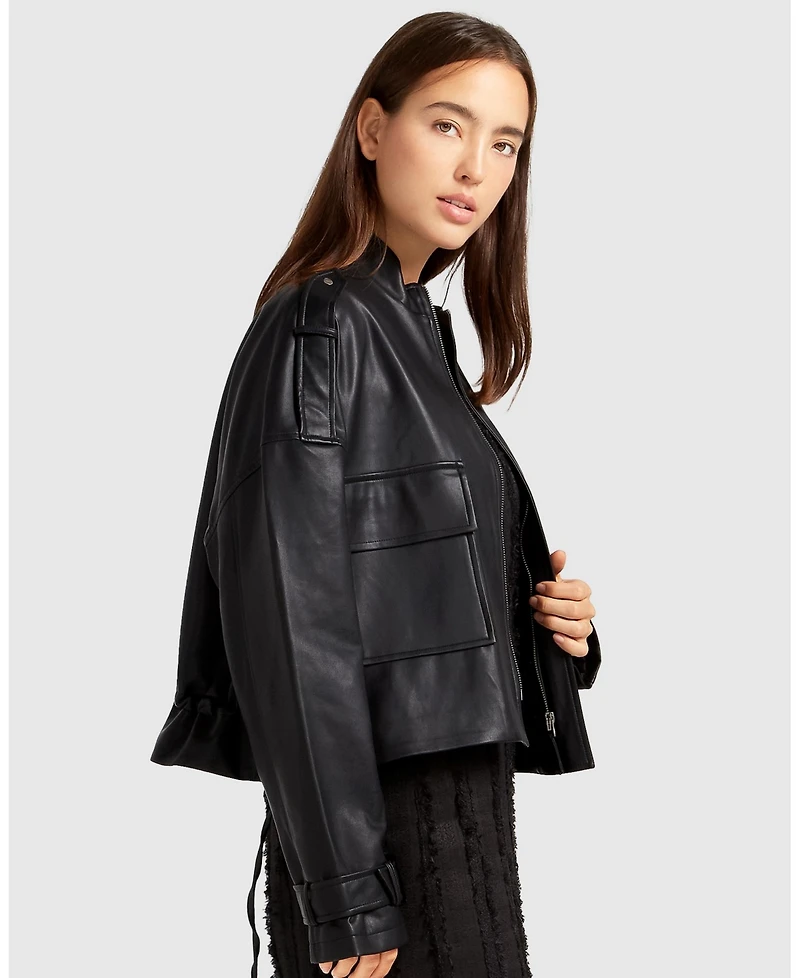 Belle & Bloom Women's Reload Draped Leather Look Jacket