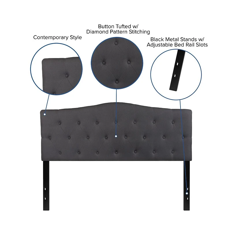 Arched Queen Button Tufted Upholstered Headboard