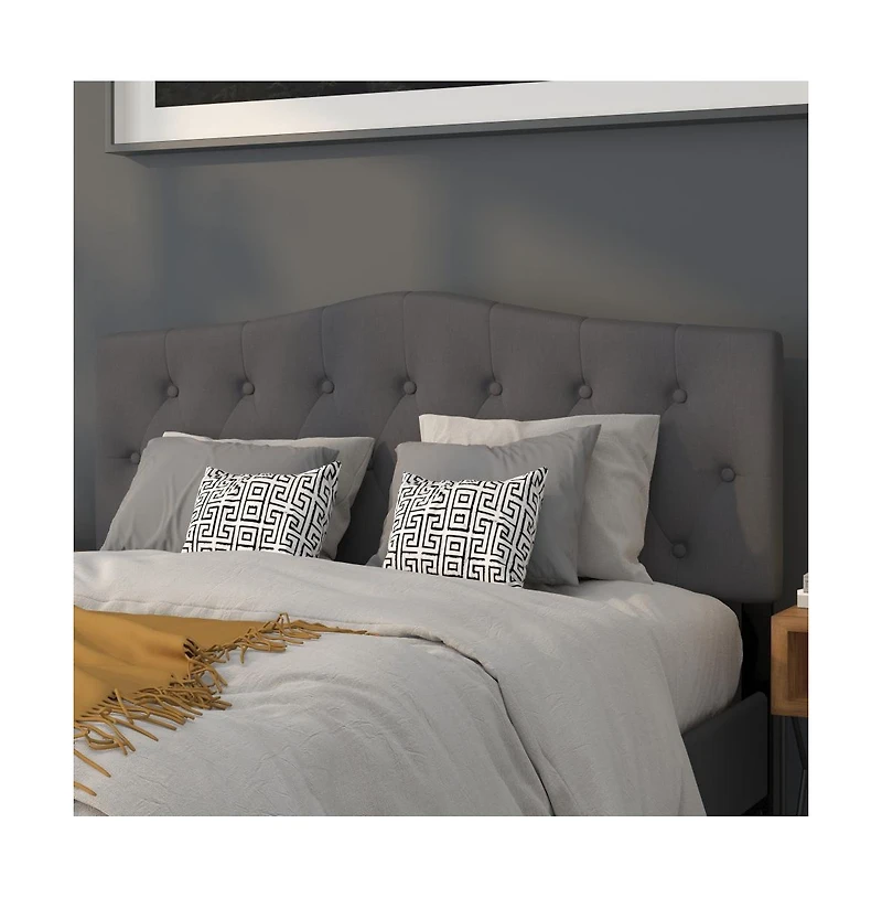 Arched Queen Button Tufted Upholstered Headboard