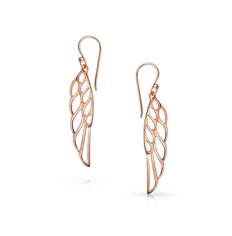 Bling Jewelry Spiritual Religious Dangle Angel Wing Feather Earrings Sterling Silver