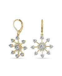Bling Jewelry Festive Christmas Jewelry Set Cz Snowflake Earrings and Necklace Gold Plated