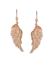 Bling Jewelry Heavenly Spiritual Symbol Cubic Zirconia Pave Cz Guardian Angel Wing Feather Lever back Dangle Earrings Sterling Silver French Wire