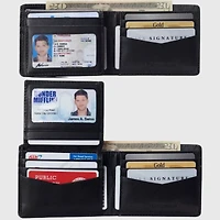 Alpine Swiss Mens Genuine Leather Rfid Safe Bifold Wallet Passcase 2 Id Windows