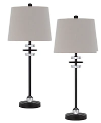 28.5" Height Metal and Crystal Lamp Set