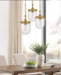 26" Height Metal Pendant with Clear Bubble Glass Shade
