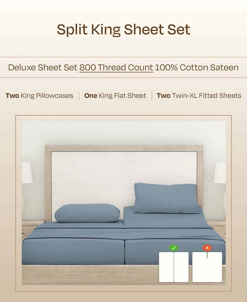 California Design Den Luxury Bed Sheets Set - 800 Thread Count 100% Cotton Sheets, Deep Pocket