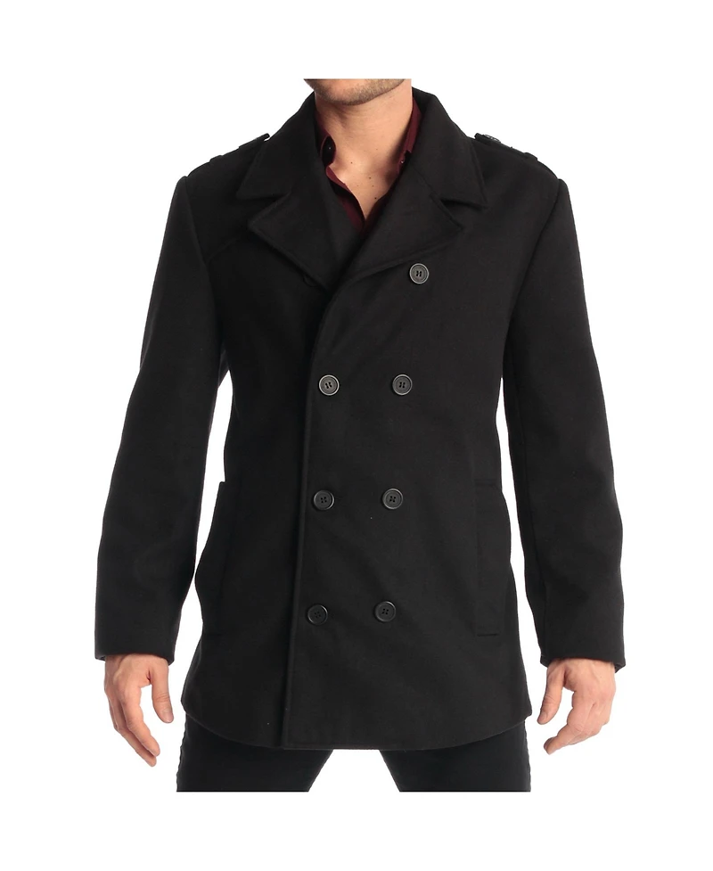 Alpine Swiss Jake Mens Pea Coat Wool Blend Double Breasted Dress Jacket Peacoat