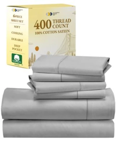 400 Thread Count 100 Cotton Sateen 6 Piece Sheet Set With 4 Pillowcases