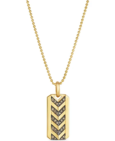 Le Vian Chocolatier Men's Chocolate Diamond Chevron Dog Tag 24" Pendant Necklace (1/2 ct. t.w.) in 14k Gold
