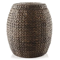 Casafield Round Storage Basket with Lid, Natural - Handwoven Water Hyacinth Hamper Organizer for Laundry, Blankets, Plants