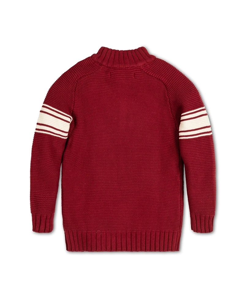 Hope & Henry Boys Organic Long Sleeve Mock Neck Raglan Sweater with Kanga Pocket