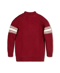 Hope & Henry Boys Organic Long Sleeve Mock Neck Raglan Sweater with Kanga Pocket