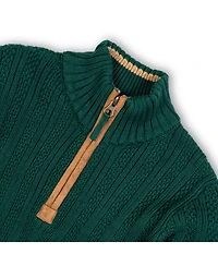 Hope & Henry Boys Organic Long Sleeve Half Zip Sweater with Suede Trim, Kids