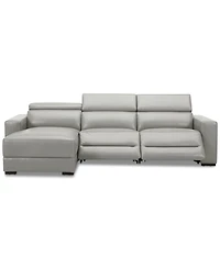 Nevio 115" 3-Pc. Leather Sectional with 2 Power Recliners, Headrests and Chaise, Created For Macy's