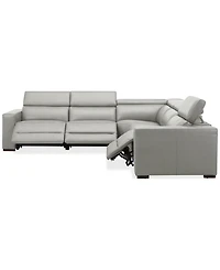 Nevio 124" 5-Pc. Leather Sectional with 3 Power Recliners and Headrests, Created For Macy's