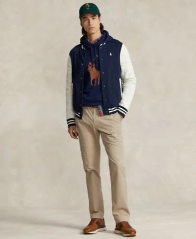 Polo Ralph Lauren Mens Fleece Baseball Jacket Leather Big Pony Hoodie Plaid Oxford Shirt Slim Straight Pants