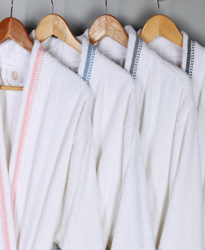 Superior Unisex Tinsel Lounge Cotton Terry Bathrobe with Embroidery