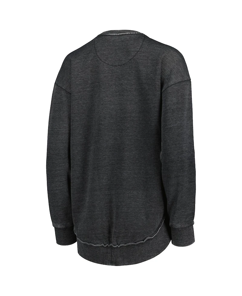 Women's Pressbox Black Distressed Ucf Knights Vintage-Like Wash Pullover Sweatshirt