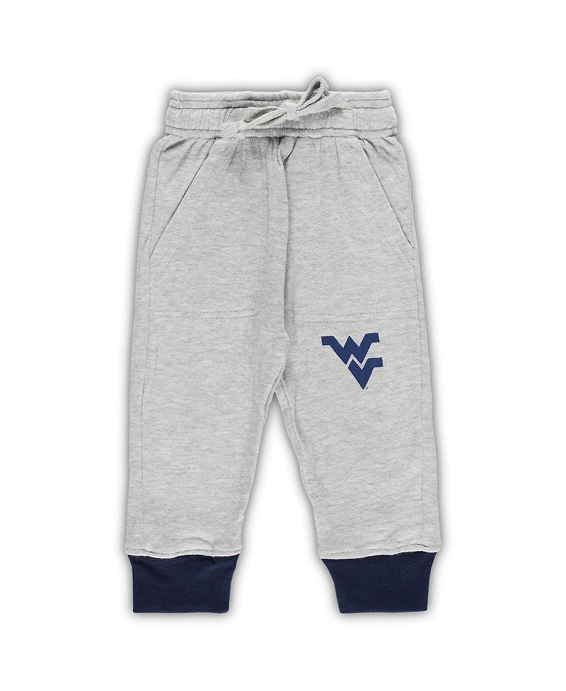 Infant Boys and Girls Wes & Willy Heather Gray West Virginia Mountaineers Jie Long Sleeve Bodysuit Pants Set