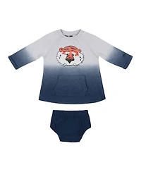 Newborn and Infant Girls Colosseum Gray, Navy Distressed Auburn Tigers Hand in Hand Ombre Dress and Bloomers Set