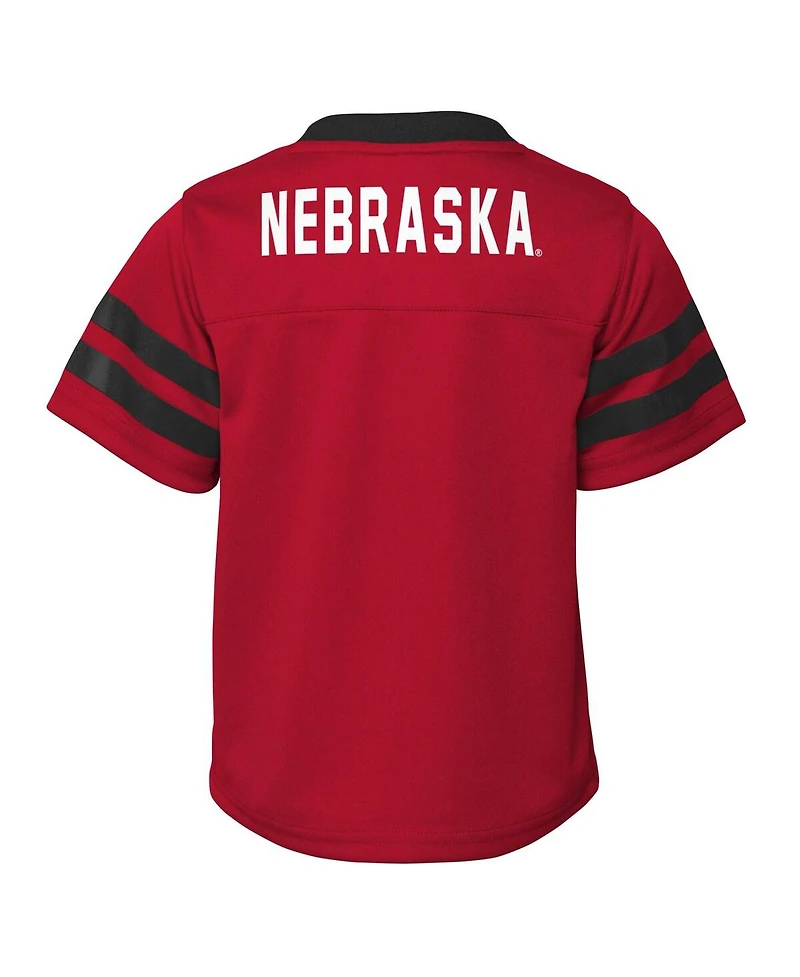 Toddler Boys and Girls Scarlet Nebraska Huskers Two-Piece Red Zone Jersey Pants Set
