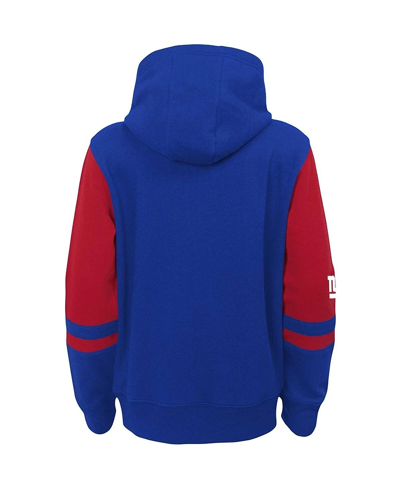 Big Boys Royal New York Giants Colorblock Full-Zip Hoodie