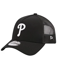 Men's New Era Black Philadelphia Phillies A-Frame 9FORTY Trucker Adjustable Hat