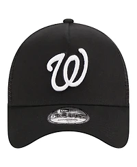 Men's New Era Black Washington Nationals A-Frame 9FORTY Trucker Adjustable Hat