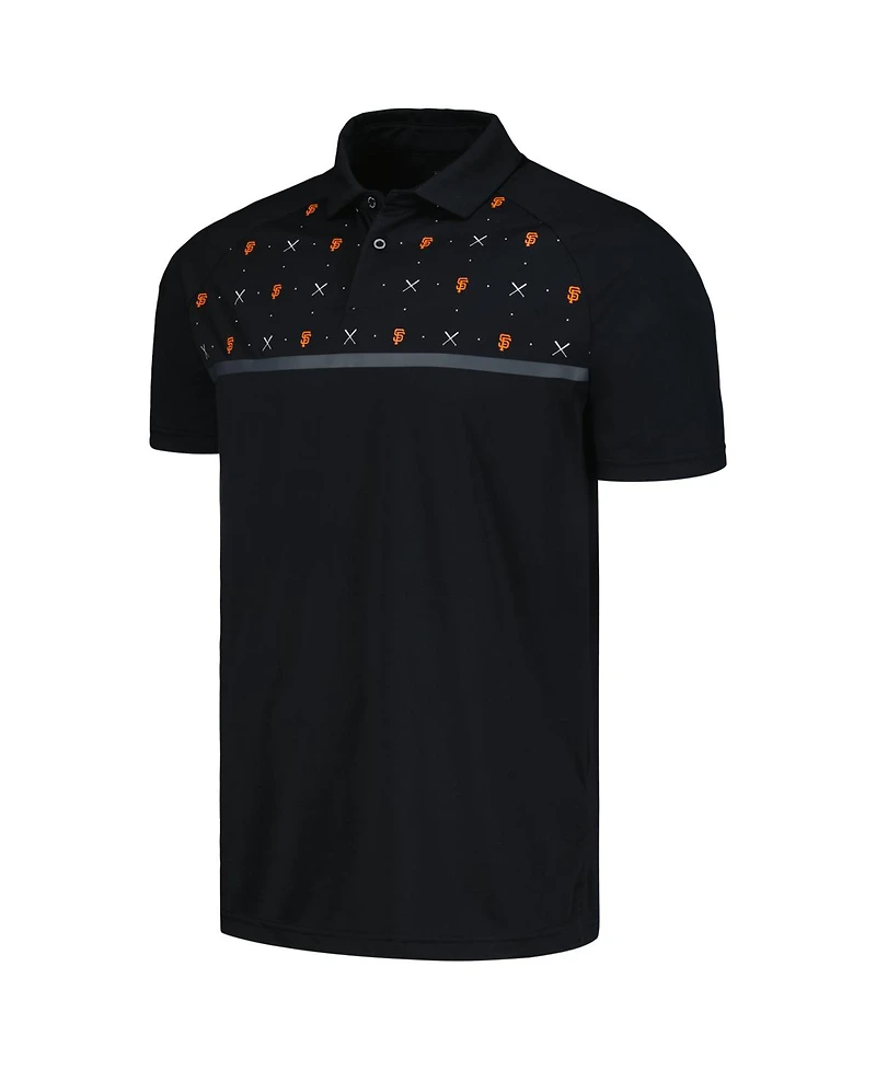 Men's LevelWear Black San Francisco Giants Sector Batter Up Raglan Polo Shirt