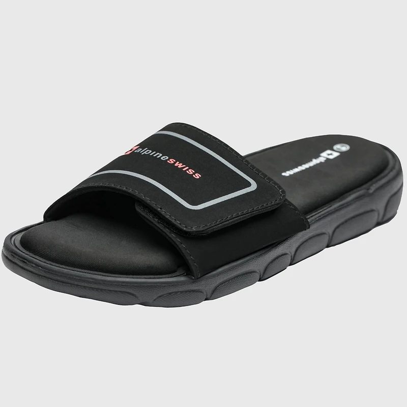 Alpine Swiss Men's Gabe Men Slide Sandals Shock-absorbing Foam Insole for Arch Support Adjustable Strap Athletic Anti-Slip Traction Eva O