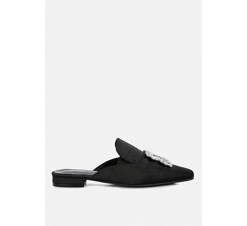 Perrine Womens Diamante Brooch Slip On Mules