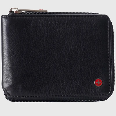 Alpine Swiss Zipper Bifold Wallet for Men Women Rfid Protected Genuine Leather