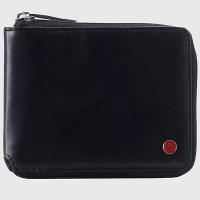 Alpine Swiss Men's Zipper Bifold Wallet for Men Women Rfid Protected Genuine Leather