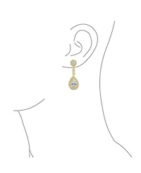 Bling Jewelry Teardrop Halo Cubic Zirconia Pave Cz Dangle Statement Clip On Earrings Rose Gold Plated