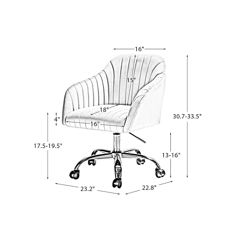 Hulala Home Modern Cute Velvet Office Desk Chair