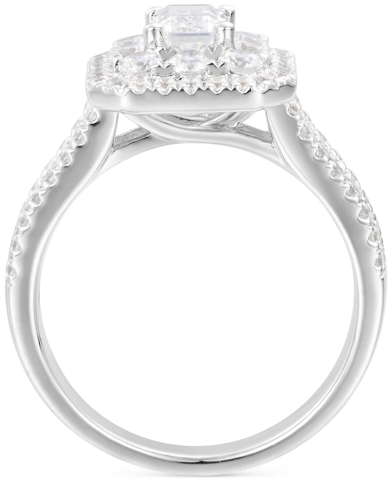 Diamond Emerald-Cut Double Halo Engagement Ring (2 ct. t.w.) in 14k White Gold
