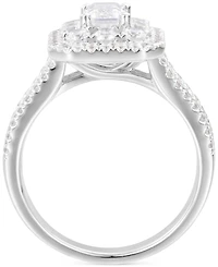Diamond Emerald-Cut Double Halo Engagement Ring (2 ct. t.w.) in 14k White Gold