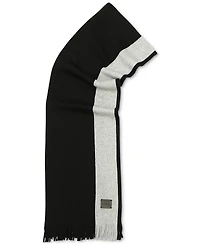 Calvin Klein Men's Thick Wool Blend Side Stripe Logo Scarf
