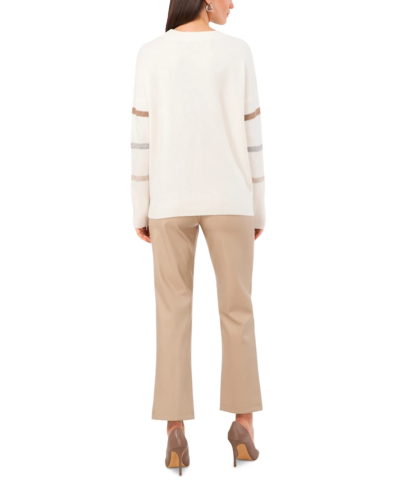 Vince Camuto Women's Crewneck Sequin-Stripe Sweater