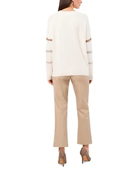 Vince Camuto Women's Crewneck Sequin-Stripe Sweater