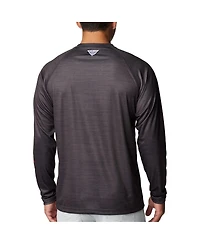 Men's Columbia Heather Charcoal Nebraska Huskers Pfg Terminal Tackle Omni-Shade Raglan Long Sleeve T-shirt