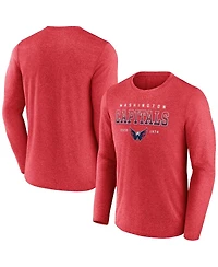 Men's Fanatics Heather Red Washington Capitals Long Sleeve T-shirt