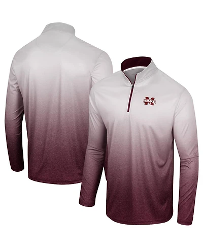 Men's Colosseum White, Maroon Mississippi State Bulldogs Laws of Physics Quarter-Zip Windshirt